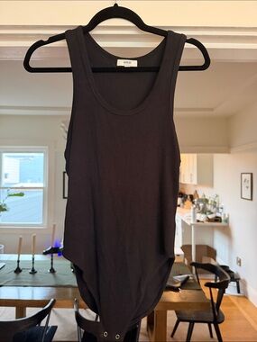 Agolde Black Ribbed Tank Bodysuit with Snap Closure size Small